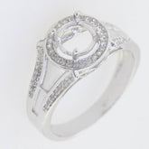 Sterling Silver Semi Mount Ring Setting Round 6.5mm RD 6.5x6.5 Halo Engagement - Syzjewelry